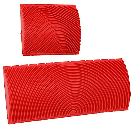 jojofuny T-Werkzeug 2St konkrete Briefmarken Holzmaserung Kit Öllampe, Glaskamin chinesische Walze mit Holzmaserung Wandmaserung Pinsel werkzeug Drucken Kunst malen rot Malwerkzeug