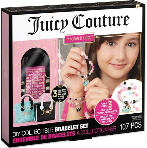 Make It Real: Juicy Couture Mini-Handtaschen-Armband, Kleiderschrank, DIY-Sammelset, 107-teiliges Schmuckset, für 3 Charm-Armbänder, Mädchen und Kinder ab 8 Jahren
