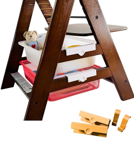 EmSoLi Trofast Adapter kompatibel für Hochstuhl Hauck Alpha für Plastikwannen und Körbe,Haken (Braun, Trofast Adapter + 2 Haken)