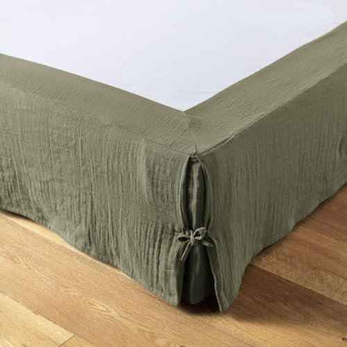 Cache sommier 90x190 cm Gaze de Coton Romarin