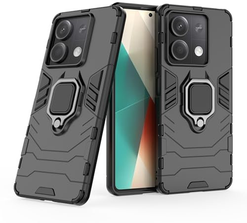 Coque pour Xiaomi Redmi Note 13 5G Housse Antichoc avec Anneau Rotatif Aimant Etui Magnétique Rigide Dure Armure Bague Support Armure Renforcée (Xiaomi Redmi Note 13 5G, Noir)
