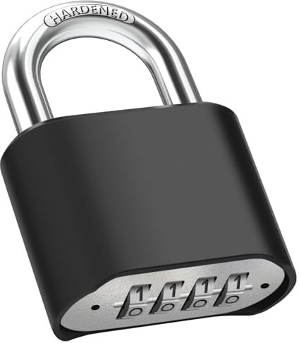 Lucchetto a combinazione, [Versione Aggiornata] [Impermeabile] Diyife Grande Lucchetto Combinazione a 4 Cifre, Pesante Lucchetti Armadietto per Esterno, Garage, Capanni, Casa, Scuola, Cancello, Nero