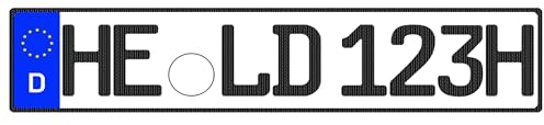 Kennzeichenheld - H-Kennzeichen aus Alu für deinen Oldtimer, Nummernschild für alte Pkw, nach DIN 74069, 520 x 110 mm, schwarz, Carbon