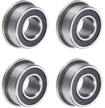 uxcell F685-2RS Flanged Ball Bearing 5x11x5mm Double Sealed Chrome Steel Flange Bearings, 4pcs