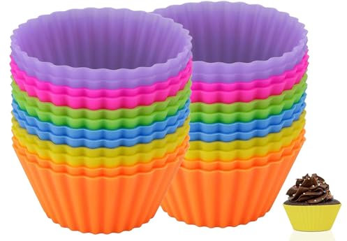 Muffinform Silikon,wiederverwendbare Silikon Backformen Muffin-Formen,Cupcake-Formen (24 Pack)