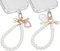 Reownest Kompatible mit Handykette Universal 2 PCS Perlen Armband mit 2× Durable Patches, Cute Muscheln und Herz Kurz Handyband Handy Kette, Schlüsselanhänger Anhänger Handyhülle Zubehör