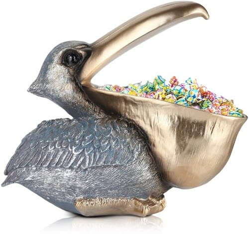 PlivBloom Pelikan-Schlüsselhalter-Statuen, lustige Tier-Nilpferd-Süßigkeitenschale, Süßigkeitenschale für Büroschreibtisch einzigartig, moderner Schlüsselhalter für Pelikan-Figur, geeignet als