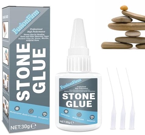 Colla per Pietra, 30g Trasparente Impermeabile per Marmo, Pietre e Altri Materiali, Super Istantanea per incollare Pietre Naturali, Marmo, Pietra Artificiale, Artificial Stone
