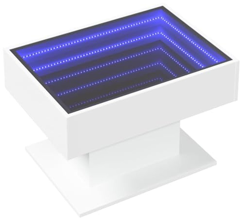 vidaXL Table Basse avec LED Blanc 70x50x45 cm Bois d'ingénierie