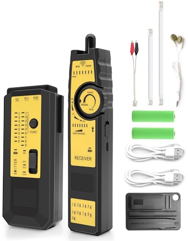 RUIZHI Netzwerkkabel Tester für RJ45/RJ11/RJ12 - Lan Tester für CAT5/CAT6, POE Ethernet Netzwerkkabel-Tracker, Telefon Kabeltester, mit Licht und Batterie, Kabel Leitungstester