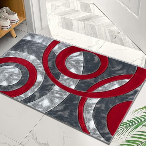Cozy Haven Ecliptic Door Mat - Non-Slip Washable Doormat, Suitable for Indoor/Outdoor Use, Heavy Duty Dirt Trapper and Water Absorbent – (Red, 50x80 cm)