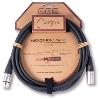 Carry-on Microphone Cable 3M (10ft) XLR to XLR, Heavy-duty XLR Connectors, Suitable for Microphone, PA System, Audio Mixers, Audio Recording, Studio Monitors