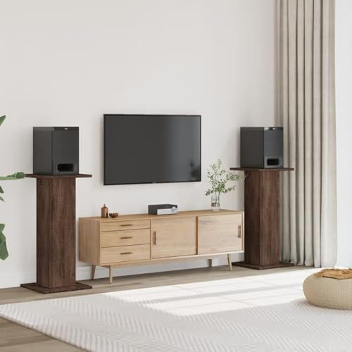 Tidyard Supports de Haut-parleurs 2 pcs chêne Marron Bois d'ingénierie, Professionnel Support D'enceinte Universel Style D
