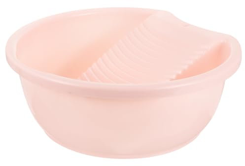 minkissy lavabo bébé Main bac à Linge Seau à Laver Les Mains Seau à Linge lavabo Nouveau-né Fournitures de Lavage Planche à Laver pour Le Linge Plastique Rose