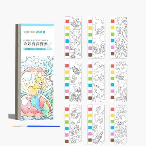 Watercolor Painting Book | Artists And Illustrators | Artistic Paperback | 4 Pieces Kids Watercolor Book | Portable Watercolor Notebook | Pocket Watercolor Book With Brush For Christmas