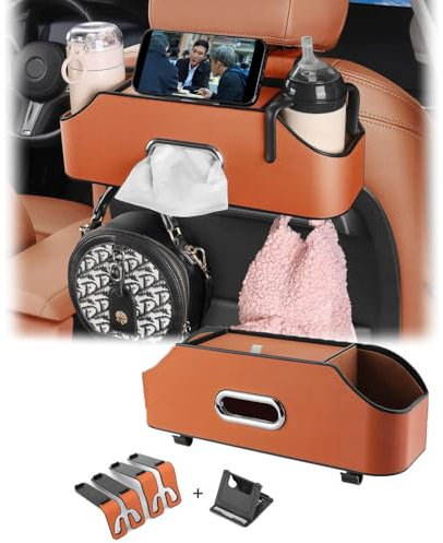 JSYDMA Organisateurs De Siège De Voiture pour Peugeot 508 Second Generation, Boîte de Rangement arrière de Voiture multifonctionnelle avec Porte-gobelets,C-Orange