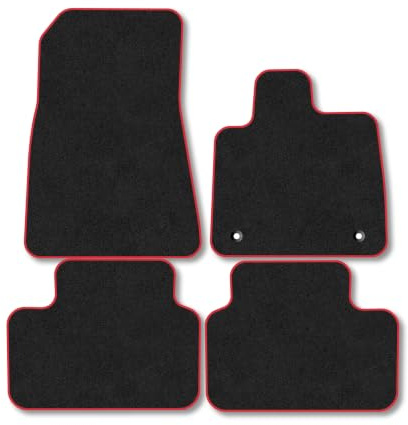 Volvo C40 (2022-2024) Carpet Car Mats | Red Edge Trim Tailored Fit Floor Mats Full Coverage Protection Accessories Easy Clean Anti Slip Made in the UK