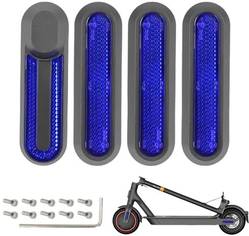 Diyxisk Scooter Reflektor, 4 Stücke Electric Scooter Reflektor, Dauerhaft Zubehör e Scooter, Abnehmbar Reflector, Geeignet für Xiaomi M365/Pro/Pro2/1S Elektroroller (Blau)