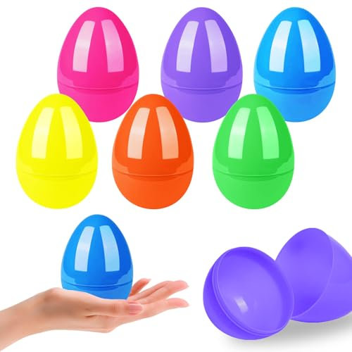 24 Stück Ostereier Plastik, Kinder überraschungsei Ostern, Eier zum Befüllen Draußen, Ostereier zum Befüllen, Bunte Eier aus Plastik zum Befüllen von Süßigkeiten Geschenke für Kinder