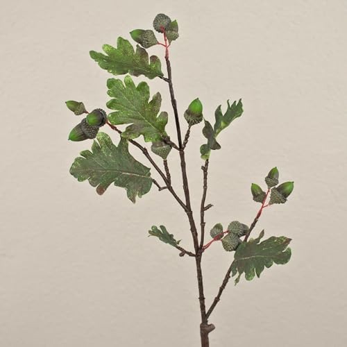artplants.de Kunst Eichen Zweig LAMINKE mit Eicheln, grün, 70cm - Dekozweig
