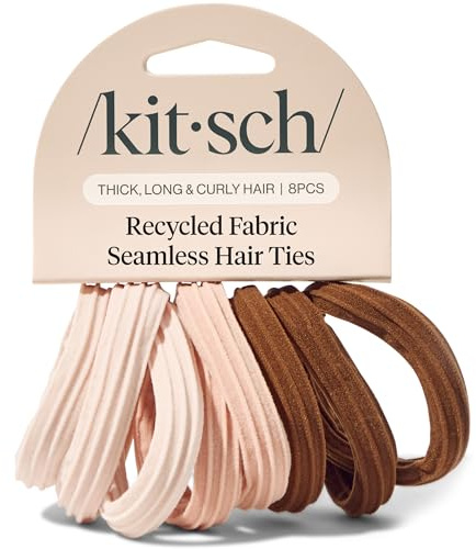 Kitsch Soft Nylon Seamless Hair Ties No Damage 8pcs - Rosewood