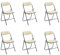 Hooma - Set mit 6 Klappstühlen für den Innenbereich, bequemer Klappstuhl, Küche, Esszimmer, Büro, Rezeption, Klappstuhl, Samt und Metall – Beige