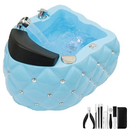 BRCYKRWY Acrylic Footbath Spa Foot Bath Pedicure With Heat And Massage Pedicure Bowl Salon Massage Equipment Foot Spa with Heat and Massage and Jets Colorful Lamp Footbath for Hotel Foot Bath Club