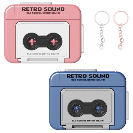 ASOFTY 2 Stück Mini Recorder Schlüsselanhänger, Retro Tape Recorder Schlüsselanhänger für Aufnahme, Music Tonbandgerät Anhänger, Retro Tonbandgerät Zubehör für Tasche, Rucksack, Handy