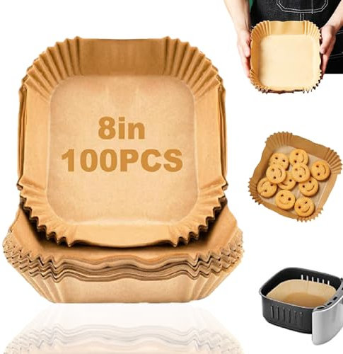 Backpapier für Heißluftfritteuse 4,5-8L Airfryer, 20-24cm Airfryer Backpapier für heißluftfritteuse Ninja AF300EU AF400EU, Philips Cosoris Öl-proof Air Fryer Zubehö