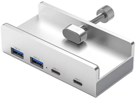 Sknrlko 4 Porte USB 3.2 HUB 3.2 Alimentatore in Alluminio Adattatore Splitter USB3.2 Clip Multi Concentratore 10G Accessori per PC Hub,A
