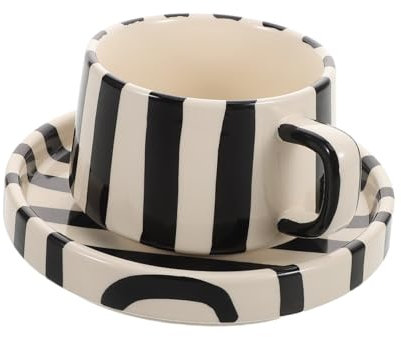 PRETYZOOM 1set Ceramic Mug and Saucer Creative Funny Tea Cup Rustic Ceramic Mug Plate Tea for Office Latte Art Cup