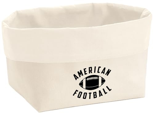 Huuraa Organizer American Football Ball Geschenk | 8 Liter Körbchen Beige Large Canvas Baumwolle Utensilo Dekoration Badkörbchen Stoff Aufbewahrungskorb