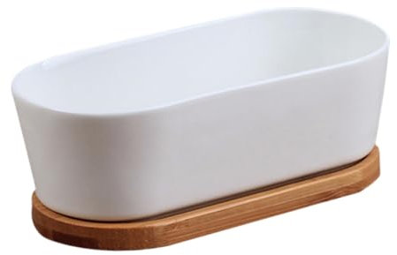 HEMOTON 2 Pezzi Vasi Bonsai Rettangolari con Sottovaso Eleganti Contenitori per Piante e Decorazioni per Ufficio e Casa