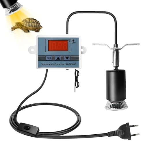 Reptilien Aquarium Wärmelampe, Reptile Keramik Wärmelampe Halter, mit intelligentem Thermostat, Schildkröte Terrarium Lampe, 360° Drehbar, Dimmbar, für Schlangen,Schildkröten,Eidechsen,Chamäleons
