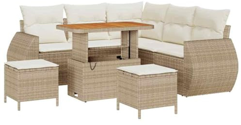 vidaXL 8-teiliges Garten-Sofa-Set mit Kissen – Coole Sitzmöbel für deinen Garten. Der UV-beständige Poly-Rattan- und Polyesterrahmen ist perfekt für die Terrasse, Lounge, Veranda oder den Balkon.