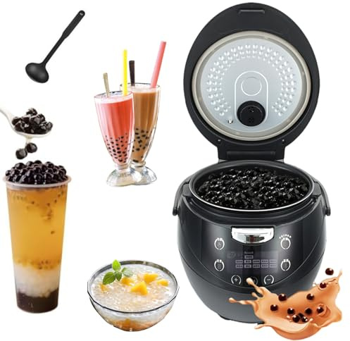 Machine à thé à perles commerciale,machine à thé à perles automatique 6 L, commande tactile intelligente,machine à thé Boba antiadhésive 900 W for perles de tapioca,thé au lait et desserts