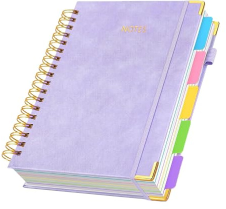Zunetsutock Spiralnotizbuch, liniert, B5, liniert, 300 Seiten, Schreibblock, langlebige Notizbücher mit herausnehmbarer Trennwand, kompakte Versorgung für Zuhause, Arbeit, Notizen, College, Schule