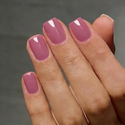 KQueenest Soft Gel Press On Nails Kurz Eckig, 30 Stück 15 Sizes Rosen Rosa Nägel zum Aufkleben Kurz, Natürlich Fake Nails Press ons, Einfach Full Cover Künstliche Nägel für Frauen Maniküre