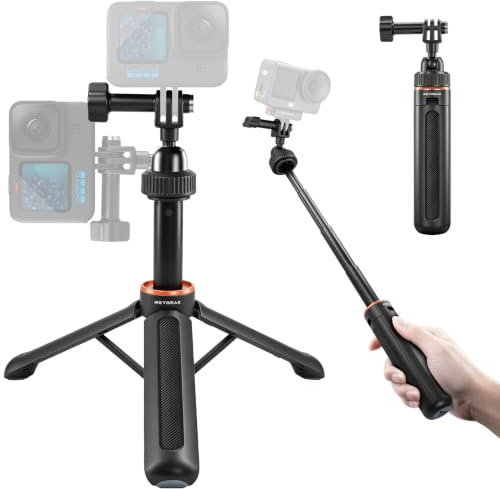 Palo Selfie y Trípode para Cámara de Acción 40cm con Cabezal Esférico 360°, Monopie Extensible para Grabación Vertical, Accesorios Vlogging Ligeros para GoPro, dji Osmo Action, Insta360 Ace Pro