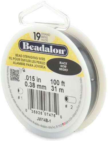 Beadalon 0.38 mm Diameter 31 m Reel 19 Strand Wire, Black