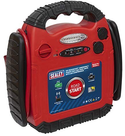 Sealey Rs132 Roadstart Emergency Power Pack & Air Compressor 12V 900 Peak Amps