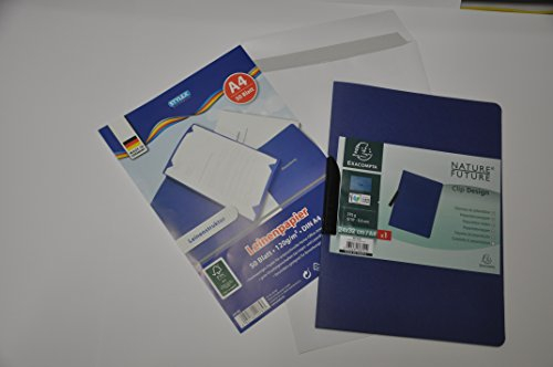 Bewerbungsmappen-Set Exacompta bestehend aus Bewerbungsmappe + 1x hochwertiges Leinenstrukturpapier weiß+ Versandtasche B4 weiß. 10er Set