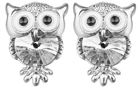 Mianova Ohrstecker Eule mit Kristall Silber - Clear