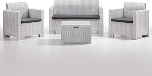 BICA Gartenmöbel Set Nebraska 2, Lounge 4 Plätze, Weiß, Rattan Design