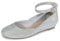 DREAM PAIRS Women's Ballet Flats Pumps Ballerina Ankle Strap Elastic Low Wedge Sandals Round Toe Comfy Dolly Shoes,Size 6,Silver/Glitter,REVONA