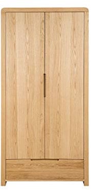 Julian Bowen Curve 2 Door 1 Drawer Wardrobe - Oak Wardrobes