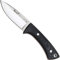 Muela Cuchillo PECCARY-8M hoja de acero MoVa de 8 cm y empuñadura de micarta negra para Caza, Pesca, Supervivencia y Bushcraft Realizado en Ciudad Real + Portabotellas de regalo