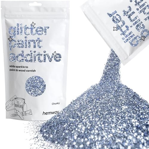 Hemway Glitter Paint Additive - Azure Blue | Chunky Metallic Flakes for Adding Sparkle to Paints & Wood Varnish | Add to Emulsion, Acrylic & Latex for Indoor Sparkly Walls | 100 g