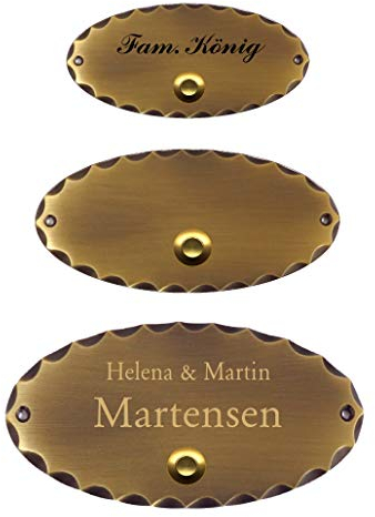 Desi-Schilder Türklingel Klingel Namensschild Türschild Schild - 3 Größen - Massiv Messing brüniert - mit Gravur oder ohne Gravur - TOP-Qualität (150 x 80 mm, Bronze, klassisch)