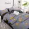 Treer Bettwäsche Set Mikrofaser, Obst Muster 4tlg Gemütlich Bequem Bettbezug Set, Kopfkissenbezüge und Bettlaken Weich und Haltbar Atmungsaktive Hypoallergen (Schwarz orange,240x220cm)